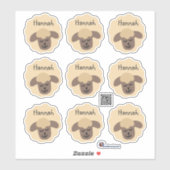 Namensaufkleber Schäfchen - beige braun | 9 Form - Aufkleber (Blatt)