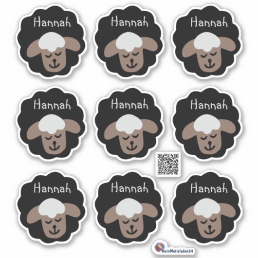 Namensaufkleber Schäfchen - schwarz braun | Form - Aufkleber (Vorderseite)