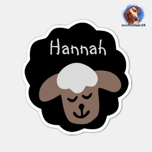 Namensaufkleber Schäfchen - schwarz braun Form - Aufkleber