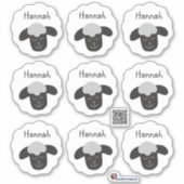 Namensaufkleber Schäfchen - weiß schwarz| 9 Form - Aufkleber (Vorderseite)