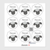 Namensaufkleber Schäfchen - weiß schwarz| 9 Form - Aufkleber (Blatt)