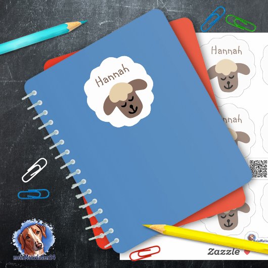 Namensaufkleber Schäfchen - weiß schwarz| 9 Form - Aufkleber