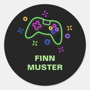 Namensaufkleber - Spielecontroller Runder Aufkleber