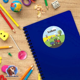 Namensaufkleber - Traktor Bauernhof Runder Aufkleber