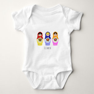 Namensbaby-Shirt russischer matryoshka Puppen Baby Strampler