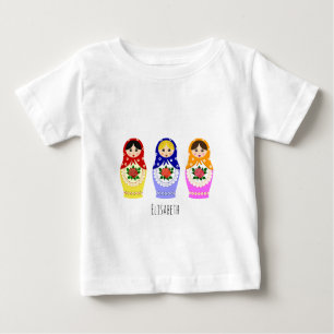Namensbaby-Shirt russischer matryoshka Puppen Baby T-shirt