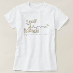 Namensbedeutene Monogrammherzen Emma-Mädchen T-Shirt