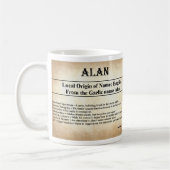 Namensbedeutungs-Tasse - Alan Kaffeetasse (Links)