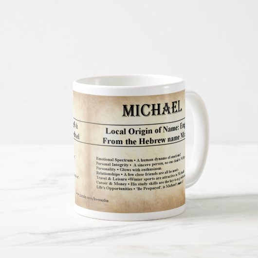 Namensbedeutungs-Tasse - Michael Kaffeetasse (VorderseiteRechts)