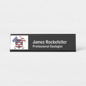 Namenschild des Geologen mit Rock Hammer Logo (USA Schreibtischnamensplakette (Vorderseite )