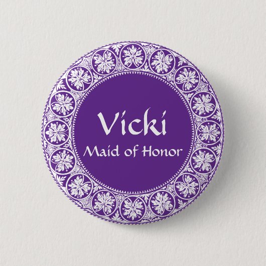 Namenschilder - Runde Ornamentdesign Button (Vorderseite)
