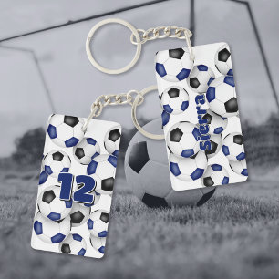 Namenscluster der blauen schwarzen Fußballbälle Schlüsselanhänger