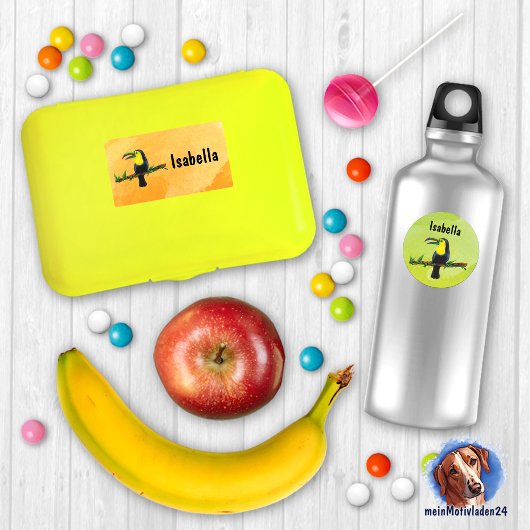 Namensetiketten - Tucan Aquarell | wasserfest Etiketten