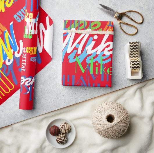 Namensgebung für personalisierte Jungs Geschenkpapier (Kunsthandwerk)