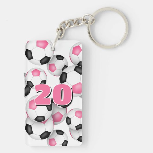 Namensgeflecht schwarz-rosa Fußballbälle Schlüsselanhänger (Rückseite)
