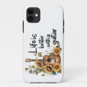 Namensgitarre mit Sonnenblume anpassen Case-Mate iPhone Hülle (Rückseite)