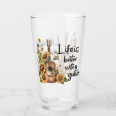 Namensgitarre mit Sonnenblume anpassen Glas (Rückseite)