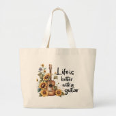 Namensgitarre mit Sonnenblume anpassen Jumbo Stoffbeutel (Vorne)