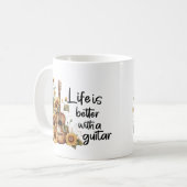 Namensgitarre mit Sonnenblume anpassen Kaffeetasse (Vorderseite Links)