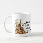Namensgitarre mit Sonnenblume anpassen Kaffeetasse (Links)