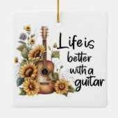 Namensgitarre mit Sonnenblume anpassen Keramikornament (Rückseite)