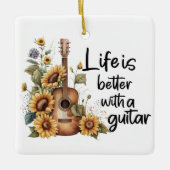 Namensgitarre mit Sonnenblume anpassen Keramikornament (Vorderseite)