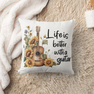 Namensgitarre mit Sonnenblume anpassen Kissen
