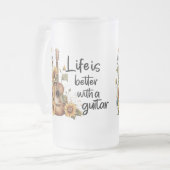 Namensgitarre mit Sonnenblume anpassen Mattglas Bierglas (Vorderseite Links)