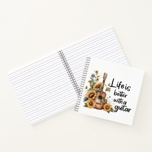 Namensgitarre mit Sonnenblume anpassen Notizblock (Innenseite)