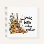 Namensgitarre mit Sonnenblume anpassen Notizblock (Vorderseite)