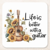 Namensgitarre mit Sonnenblume anpassen Rechteckiger Pappuntersetzer (Vorderseite)