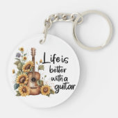 Namensgitarre mit Sonnenblume anpassen Schlüsselanhänger (Rückseite)