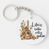 Namensgitarre mit Sonnenblume anpassen Schlüsselanhänger (Vorderseite)