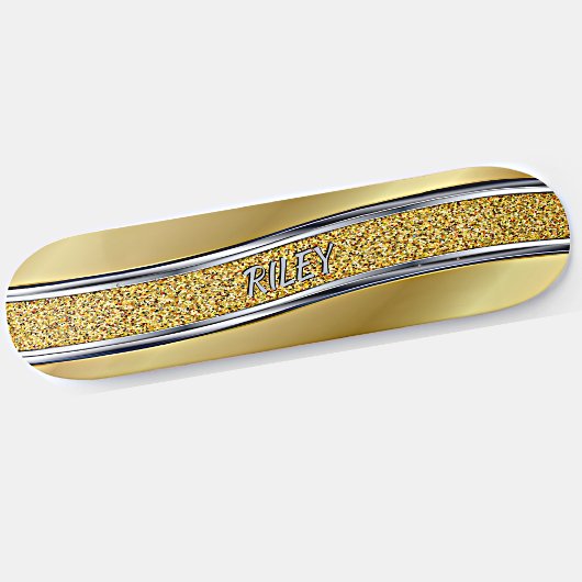 Namensinitialen hinzufügen, Metallisches Gold Silb Skateboard