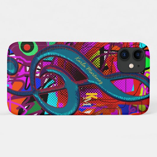 Namensinitialen mit musikalischer Note Case-Mate iPhone Hülle (Rückseite (Horizontal))