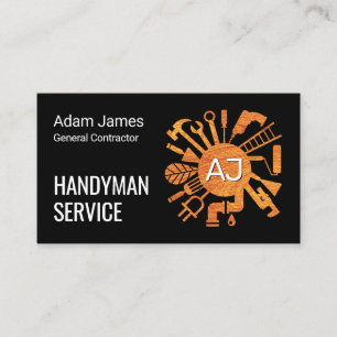 Namensinitialen Monogramm Handwerker Werkzeuge Visitenkarte