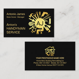 Namensinitialen Monogramm Handwerker Werkzeuge Visitenkarte