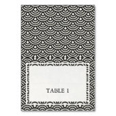 Namenskarte für Schwarz+Weiß-Wellenmuster Tischnummer (Vorderseite)