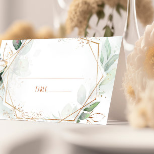Namenskarten Hochzeitstisch Gold & Green Geometric Platzkarte