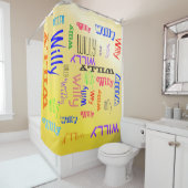 Namenskollage Anpassbar gelb Duschvorhang (Beispiel)