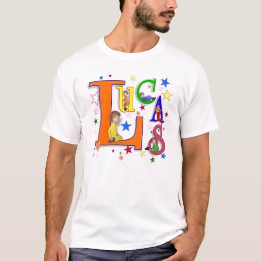 Namenskunst - "Lucas" T - Shirt (Vorderseite)