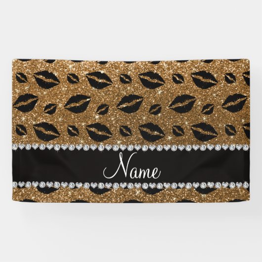 Namenslippenstift küsst GoldGlitter Banner (Horizontal)