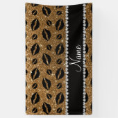 Namenslippenstift küsst GoldGlitter Banner (Vertikal)