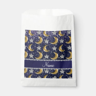 Namensmarineblau-Glittergold moons silberne Sterne Geschenktütchen
