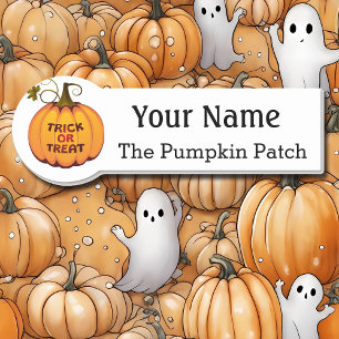 Namensmarke mit Halloween Pumpkin Custom Text Abze Namensschild