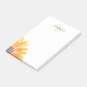 Namensmonogramm Floral Post-it Klebezettel (angewinkelt)