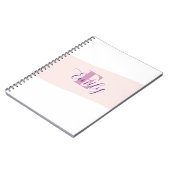 Namensmonogramm Retro Rosa Lila Notizblock (Linke Seite)
