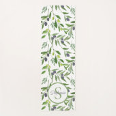 Namensmonogramm Wasserfarbe Olivenmuster Yogamatte (Vorderseite)
