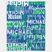 Namensmuster blaugrüner Stempel Allover Fleecedecke (Vorderseite)