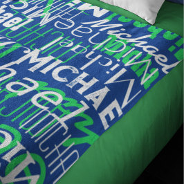 Namensmuster blaugrüner Stempel Allover Fleecedecke